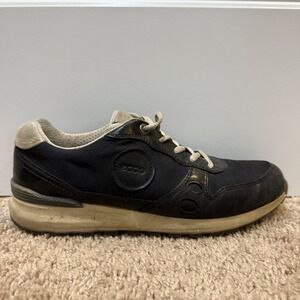 ECCO Retro Runner Sneakers Leather‎ Casual Walking Shoes Black EU 38